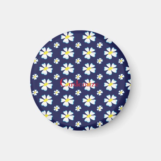 White Flower Pattern Thunder_Cove Magneet (Voorkant)