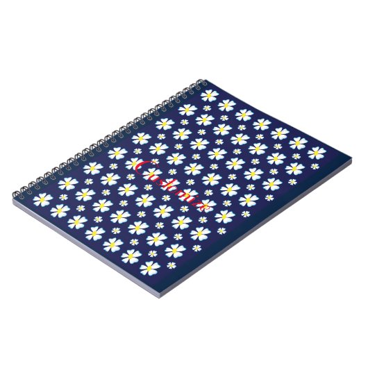 White Flower Pattern Thunder_Cove Notitieboek (Linkerzijde)
