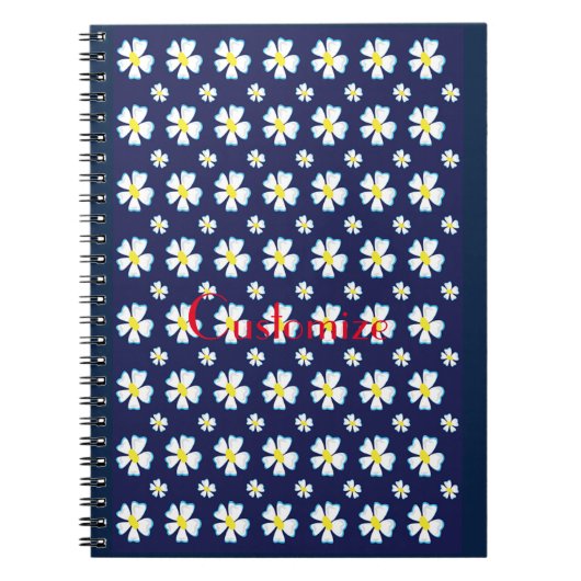 White Flower Pattern Thunder_Cove Notitieboek (Voorkant)