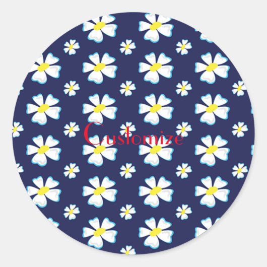 White Flower Pattern Thunder_Cove Ronde Sticker (Voorkant)