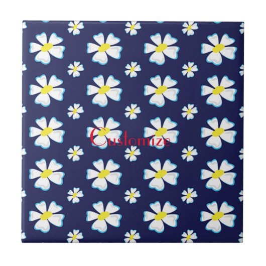 White Flower Pattern Thunder_Cove Tegeltje (Voorkant)