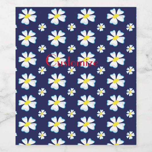 White Flower Pattern Thunder_Cove Wijn Etiket (Enkel label)