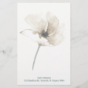 White Flower Personalized Stationery Briefpapier