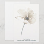 White Flower Personalized Stationery Briefpapier (Voorkant / Achterkant)