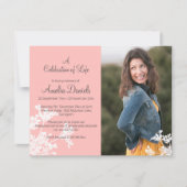 White Flower Photo Celebration of Life Card Kaart (Voorkant)