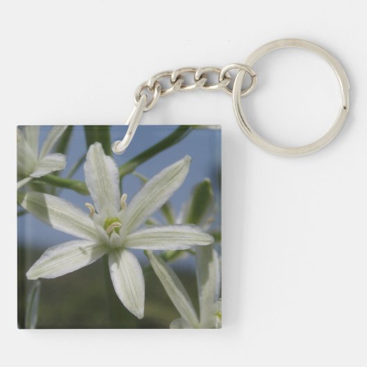 White Flower Photo Sleutelhanger (Achterkant)