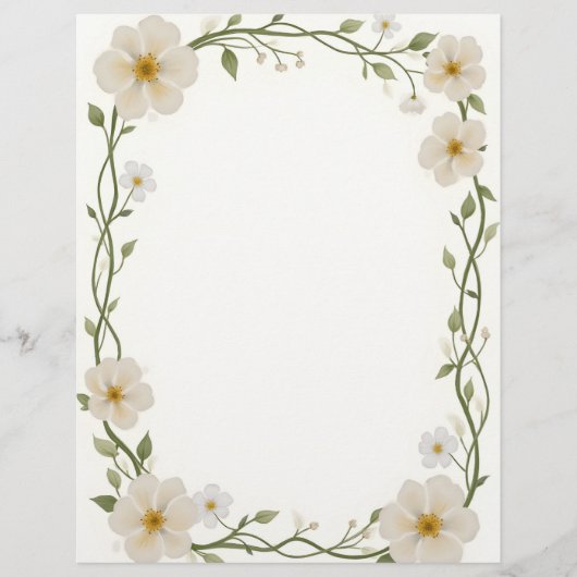 White Flower Rectangle Lijst Briefhoofd (Voorkant)