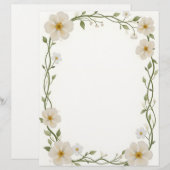 White Flower Rectangle Lijst Briefhoofd (Voorkant / Achterkant)
