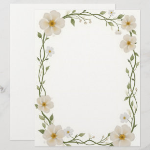 White Flower Rectangle Lijst Briefhoofd
