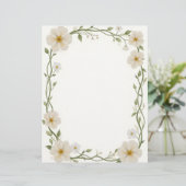 White Flower Rectangle Lijst Briefhoofd (Staand voorkant)