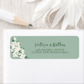 White Flower Sage Green Chinoiserie Cloud Pattern Etiket (Insitu)