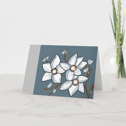 White Flower Stems Kaart (Voorkant)