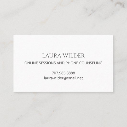 White Flower Therapist Counselor Telefoon Online Visitekaartje (Achterkant)