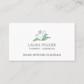 White Flower Therapist Counselor Telefoon Online Visitekaartje (Voorkant)