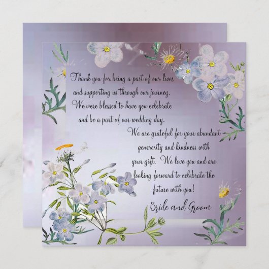 White Flower Weddenschap Hartelijk dank Bedankkaart (Voorkant / Achterkant)