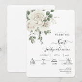 White Flower Wedding Invitation Kaart (Voorkant / Achterkant)