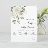 White Flower Wedding Invitation Kaart (Staand voorkant)