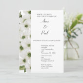 White Flower Wedding Invitation Kaart (Staand voorkant)