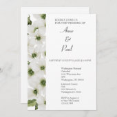 White Flower Wedding Invitation Kaart (Voorkant / Achterkant)