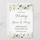 White Flower Wedding Invitation Kaart (Voorkant)