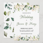 White Flower Wedding Invitation Kaart (Voorkant / Achterkant)