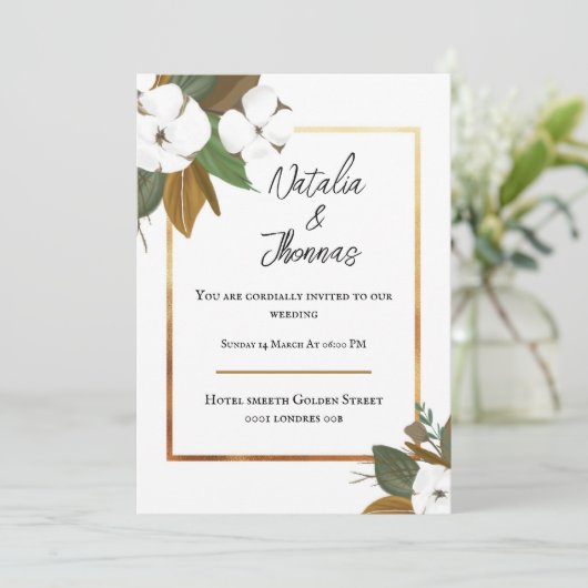 White flower wieden kaart (Staand voorkant)