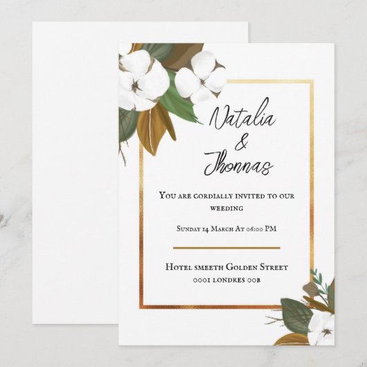 White flower wieden kaart (Voorkant / Achterkant)