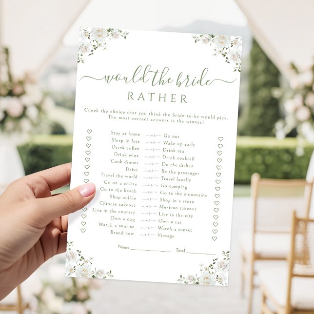 White Flower Would she rather Bridal Shower Game (Creator heeft geüpload)