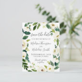 White Flower Wreath Save the Date Briefkaarten (Staand voorkant)
