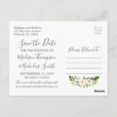 White Flower Wreath Save the Date Briefkaarten (Achterkant)