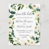 White Flower Wreath Save the Date Briefkaarten (Voorkant)