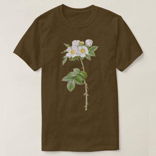 White Flowered Roos T-shirt (Design voorkant)