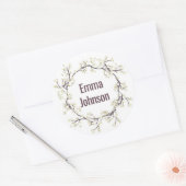 White Flowering Branch Wreath Ronde Sticker (Envelop)