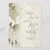 White Flowers 85th Birthday Party Invitations Kaart (Voorkant / Achterkant)