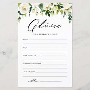 White Flowers Advice for the Bride and Groom Kaart