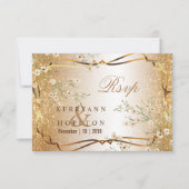 White Flowers and Gold Glitter - RSVP (Voorkant)