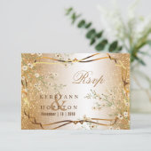 White Flowers and Gold Glitter - RSVP (Staand voorkant)