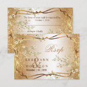 White Flowers and Gold Glitter - RSVP (Voorkant / Achterkant)