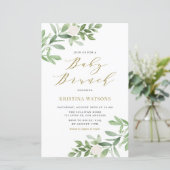 White Flowers and Greenery Baby Brunch Invitation (Staand voorkant)
