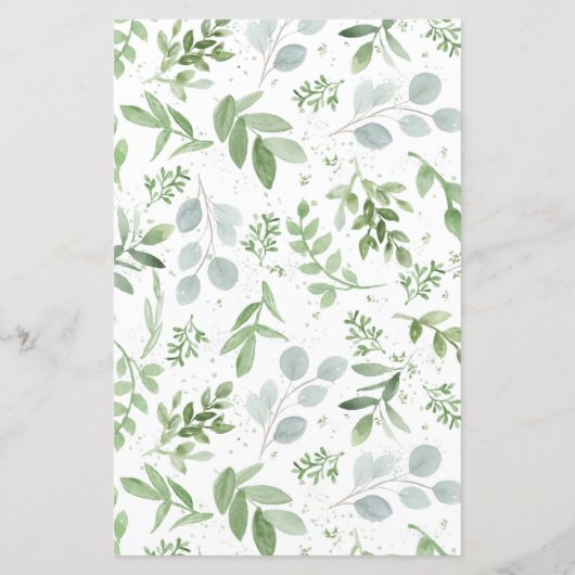 White Flowers and Greenery Baby Brunch Invitation (Achterkant)