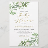White Flowers and Greenery Baby shower Invitation (Voorkant)