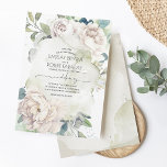 White Flowers and Greenery Elegant Vintage Wedding Kaart<br><div class="desc">Indrukwekkende bloemen van witte waterverf en bruingebladerte trouwuitnodigingen.</div>