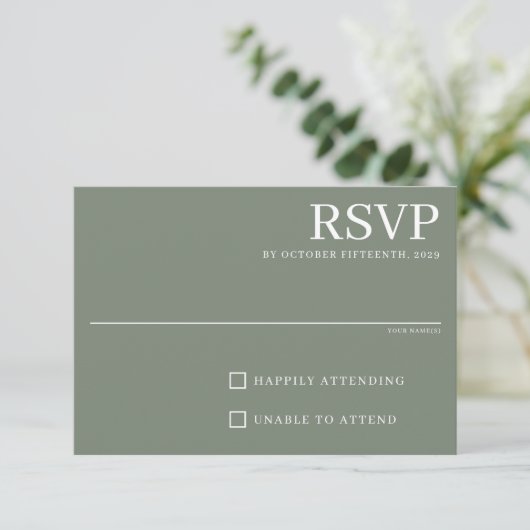 White Flowers and Greenery RSVP Kaartje (Staand voorkant)