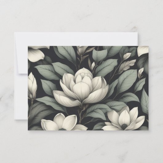 White Flowers and Greenery RSVP Kaartje (Achterkant)