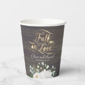 White Flowers and Greenery Rustic Herfst in Love Papieren Bekers (Achterkant)