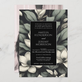 White Flowers and Greenery Wedding Kaart