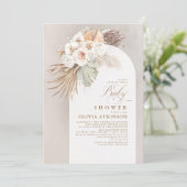 White Flowers and Pampas Grass Boho Baby shower Kaart (Staand voorkant)