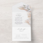 White Flowers and Pampas Grass Elegant Wedding All In One Uitnodiging (Binnen)