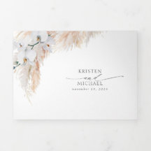 White Flowers and Pampas Grass Elegant Wedding