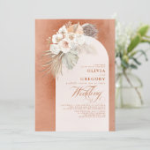 White Flowers and Pampas Grass Elegant Wedding Kaart (Staand voorkant)